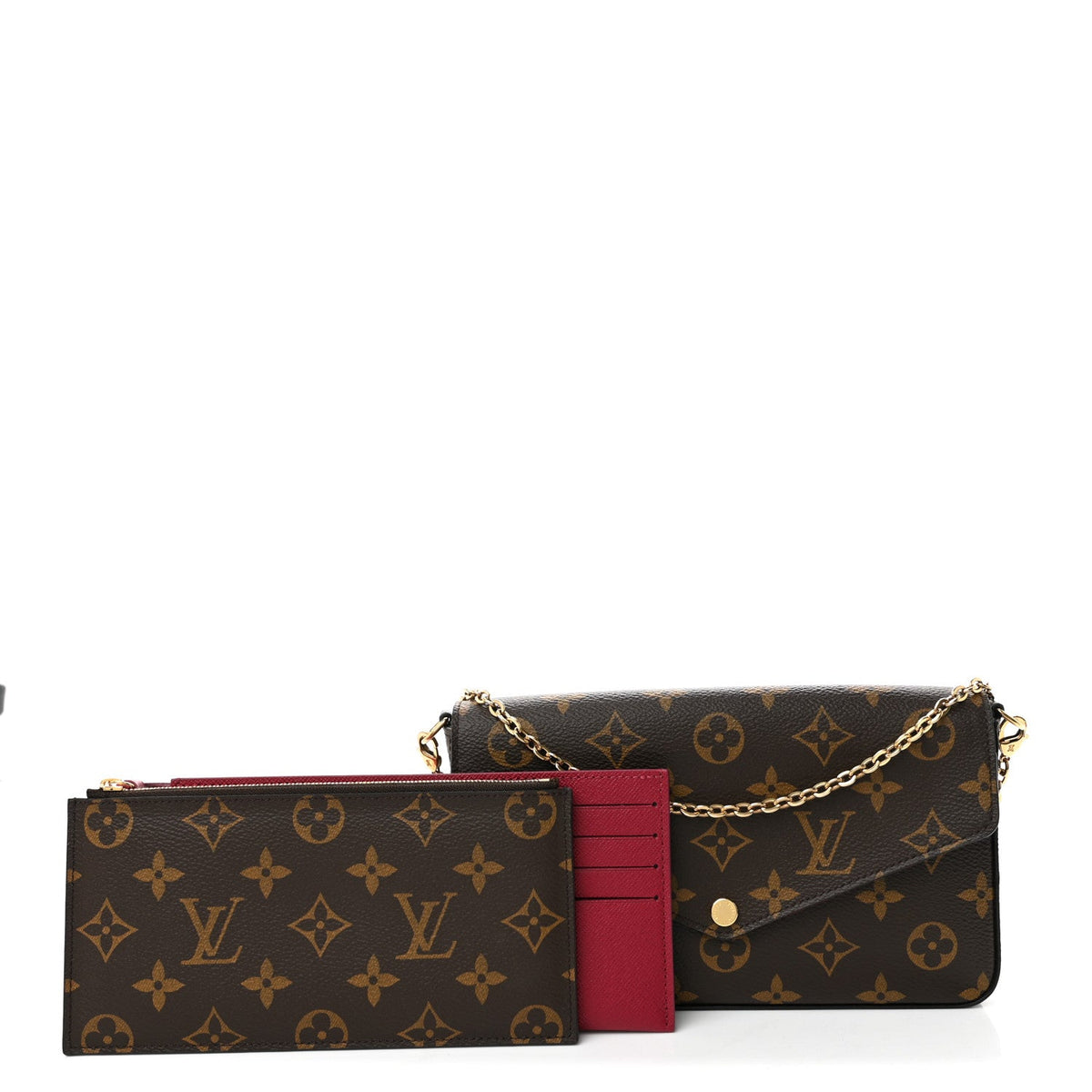 Monogram Pochette Felicie Chain Wallet Fuchsia