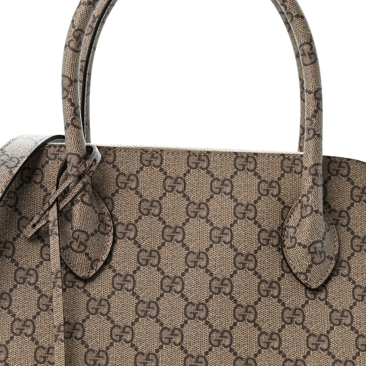 X GUCCI GG Supreme Monogram Medium Ville Top Handle Beige Ebony