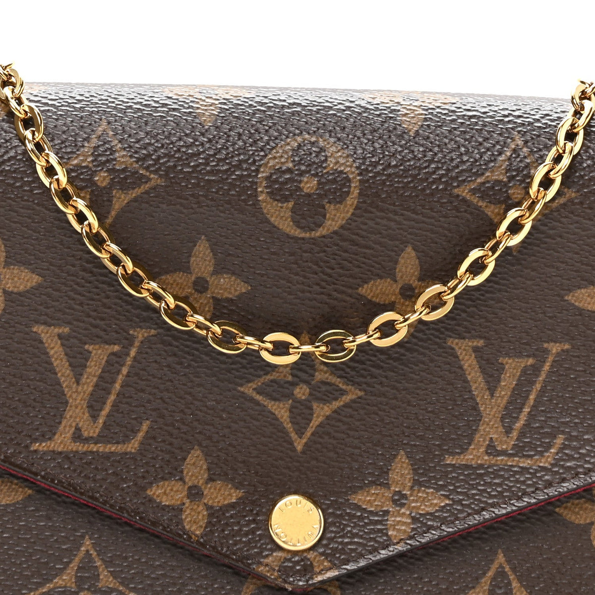 Monogram Pochette Felicie Chain Wallet Fuchsia
