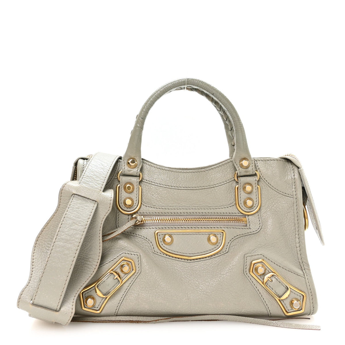 Chevre Gold Metallic Edge Hardware Mini City Gris Glace