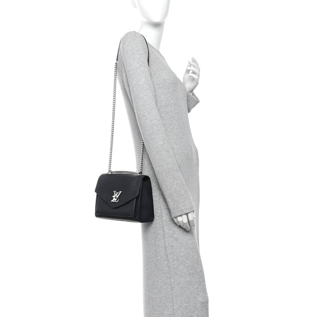 Soft Calfskin Mylockme Chain Bag BB  Black