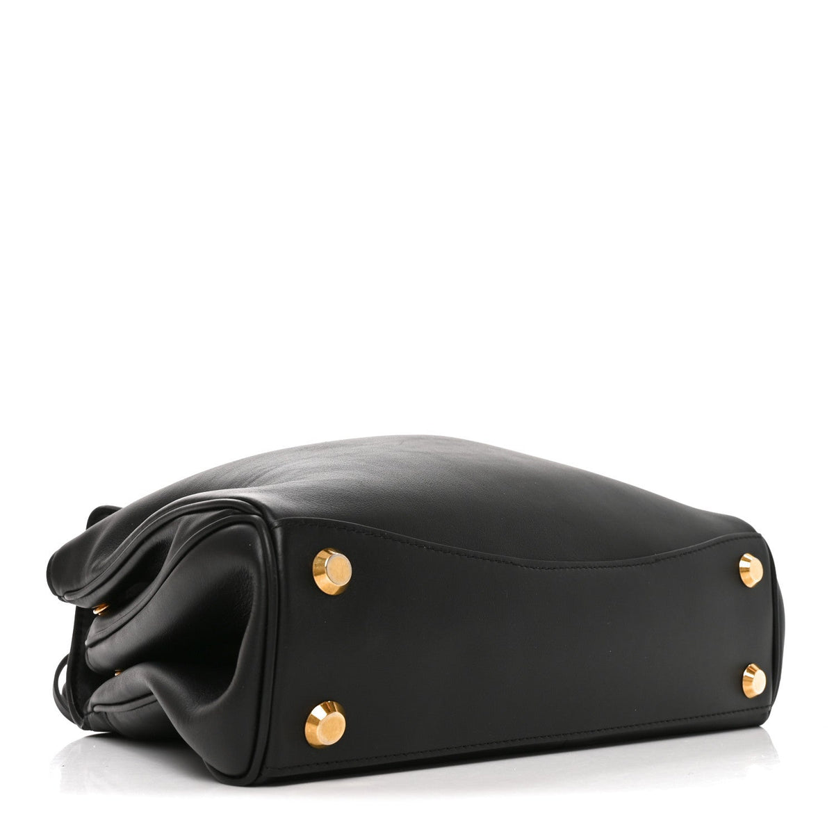 Natural Smooth Calfskin Medium Rodeo Top Handle Handbag Black