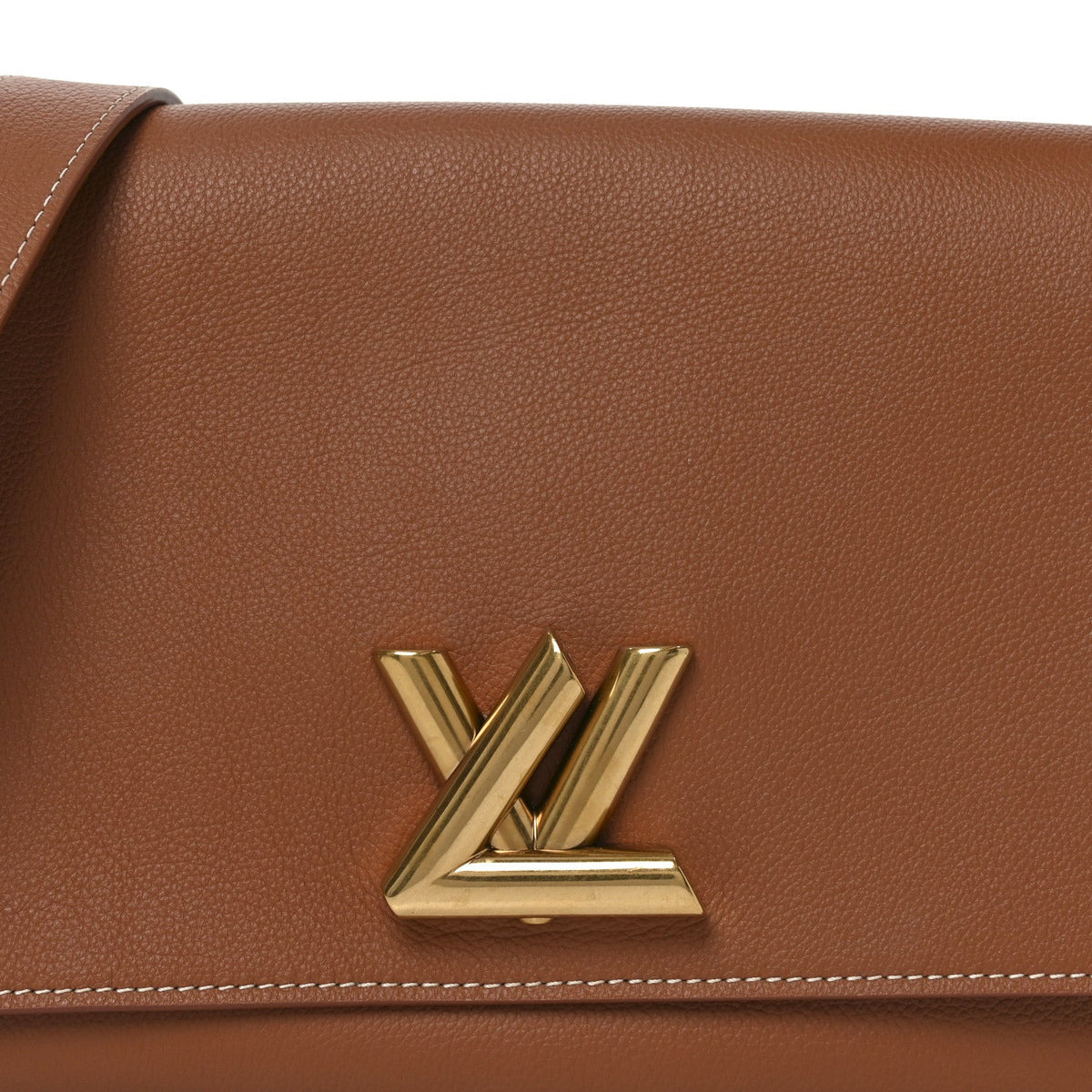 Calfskin Soft Twist Shoulder Bag Cognac