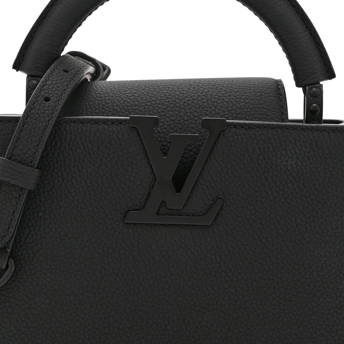 Matte Taurillon Capucines East West Mini All Black