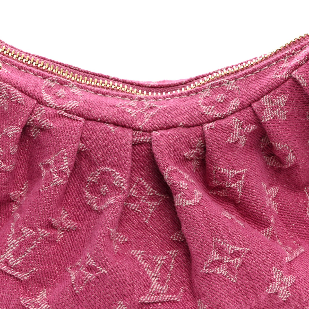 Monogram Denim Pochette Valley Fuchsia