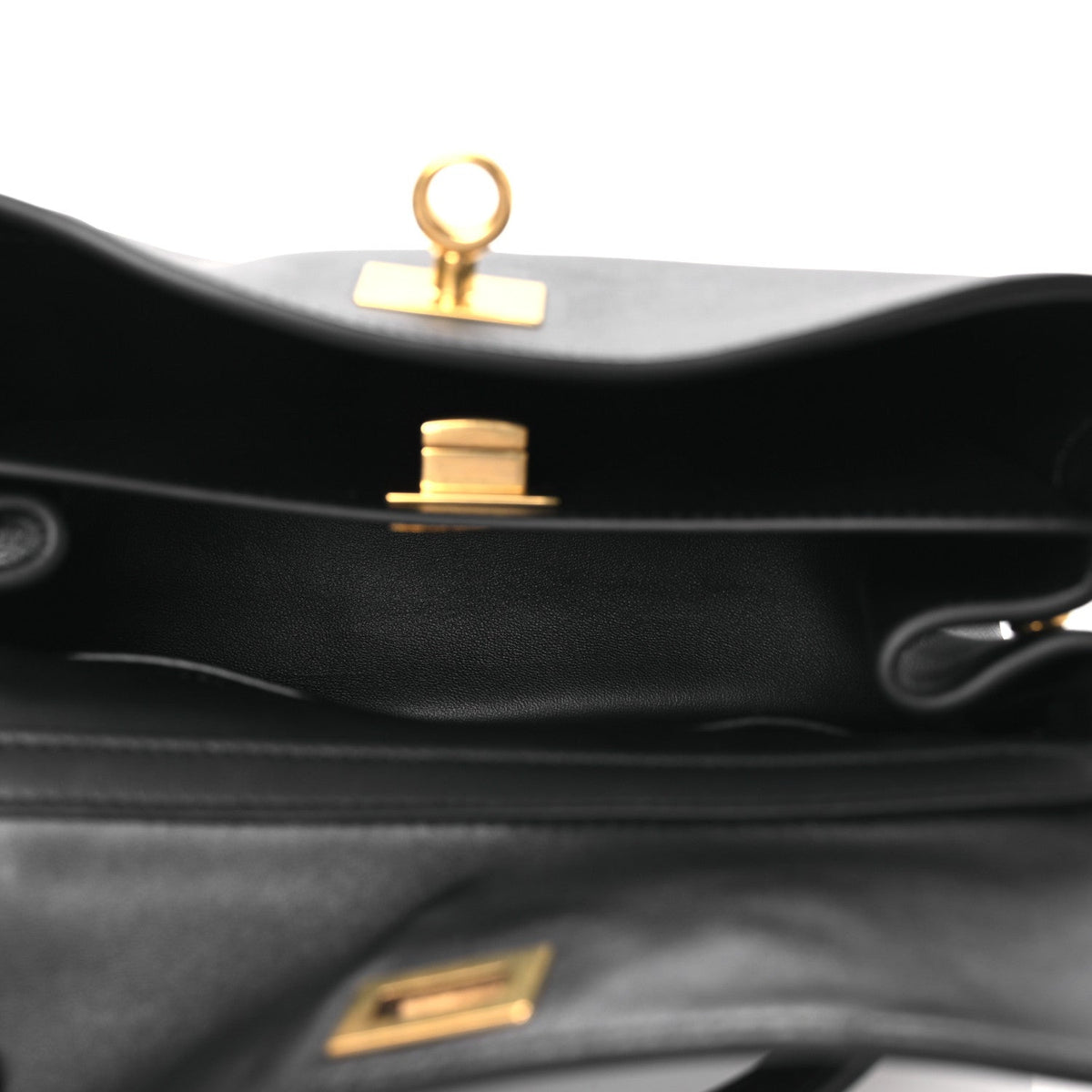 Natural Smooth Calfskin Mini Rodeo Top Handle Handbag Black