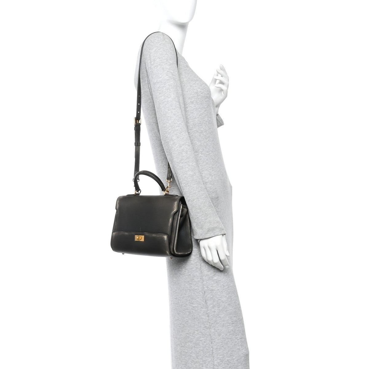 Calfskin Small Money Top Handle Handbag Brown