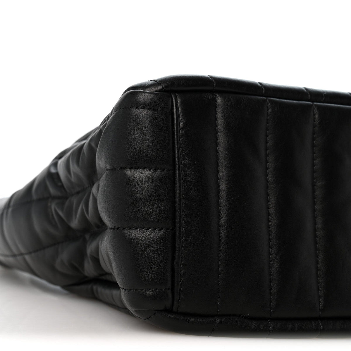 Crushed Calfskin Quilted Small Monaco Shoulder Bag Black
