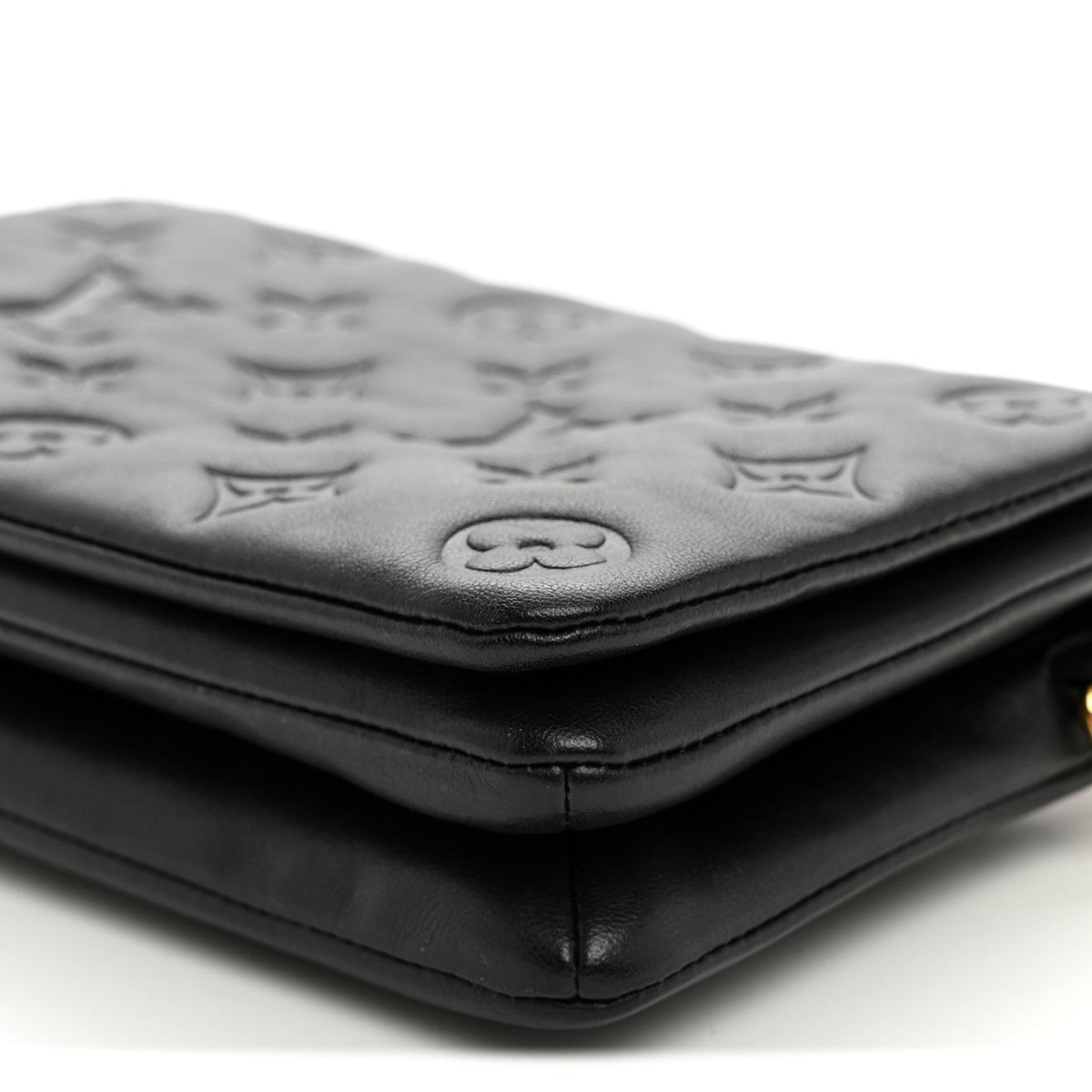 Lambskin Embossed Monogram Pochette Coussin Black