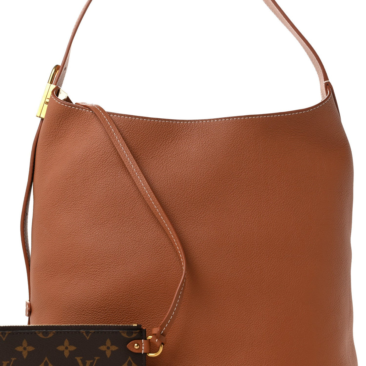 Grained Calfskin Low Key Hobo MM Cognac