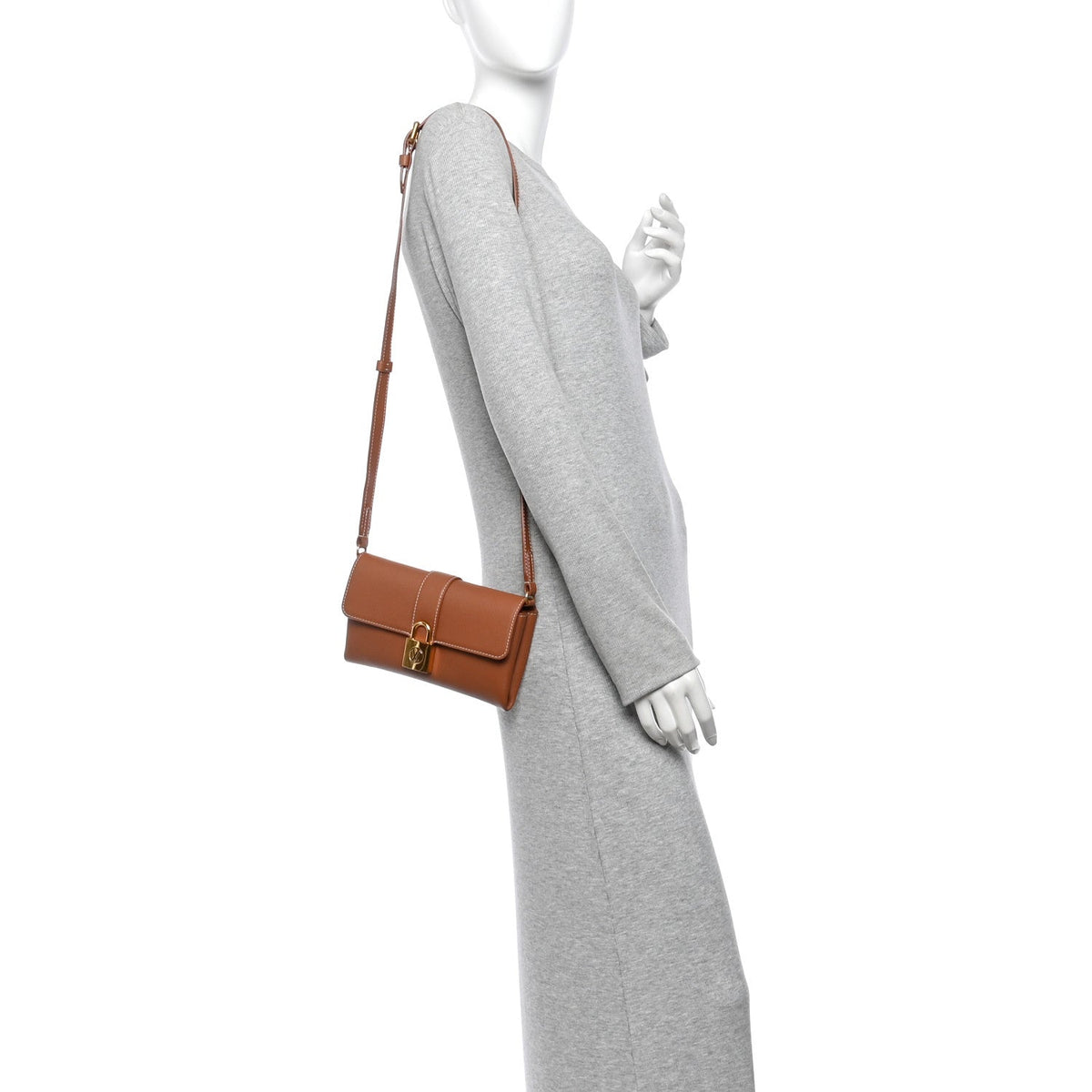 Grained Calfskin Low Key Wallet On Chain Cognac