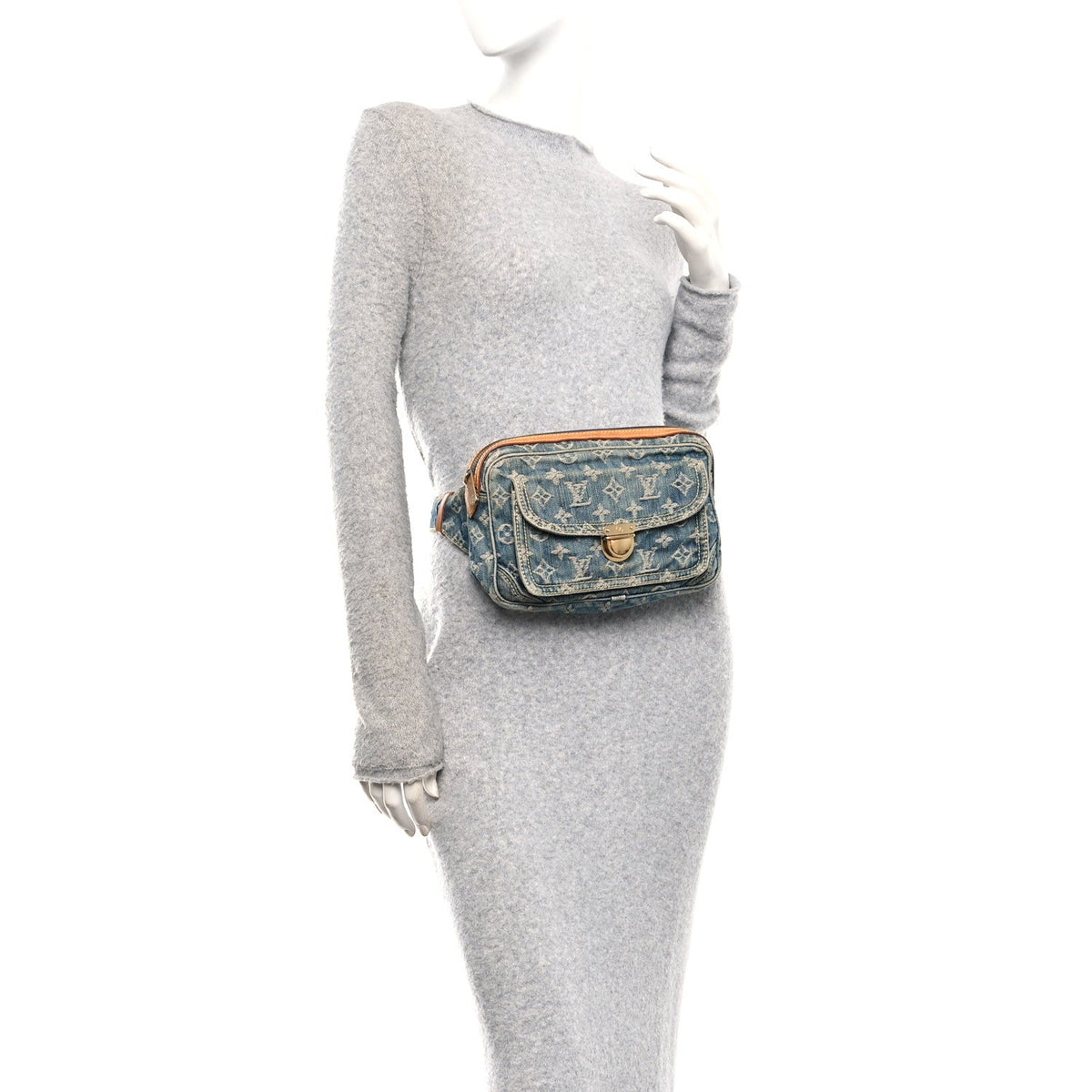 Monogram Denim Bum Bag Blue