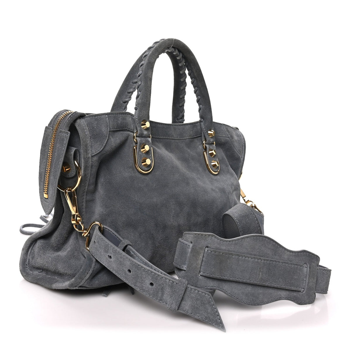 Baby Daim Suede Gold Metallic Edge Hardware S City Gris Plomb