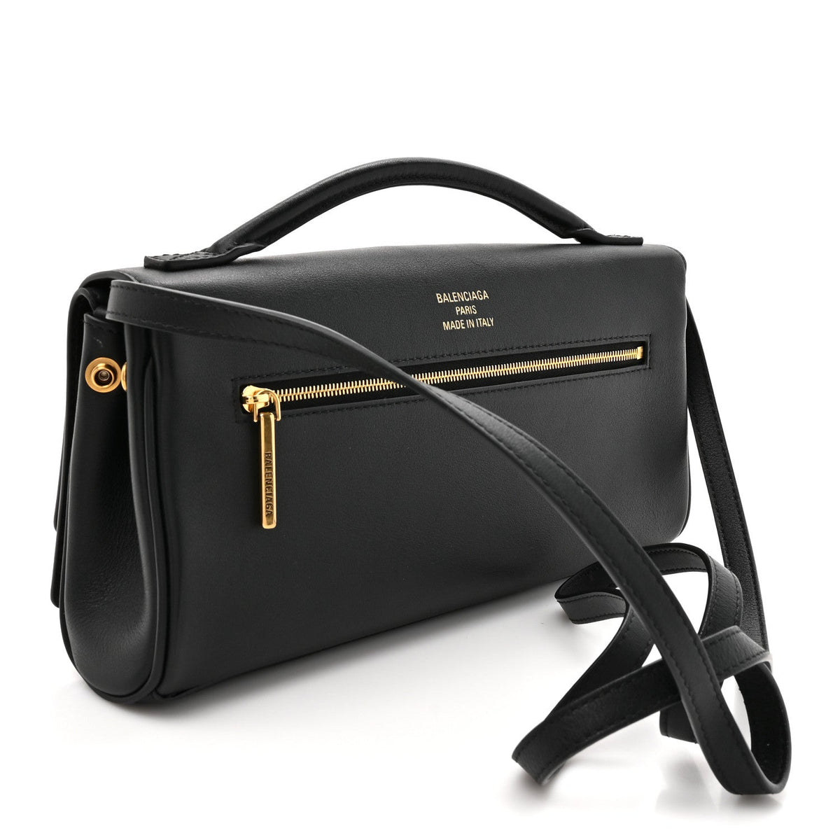 Smooth Calfskin Small Bel Air Clutch On Strap Black