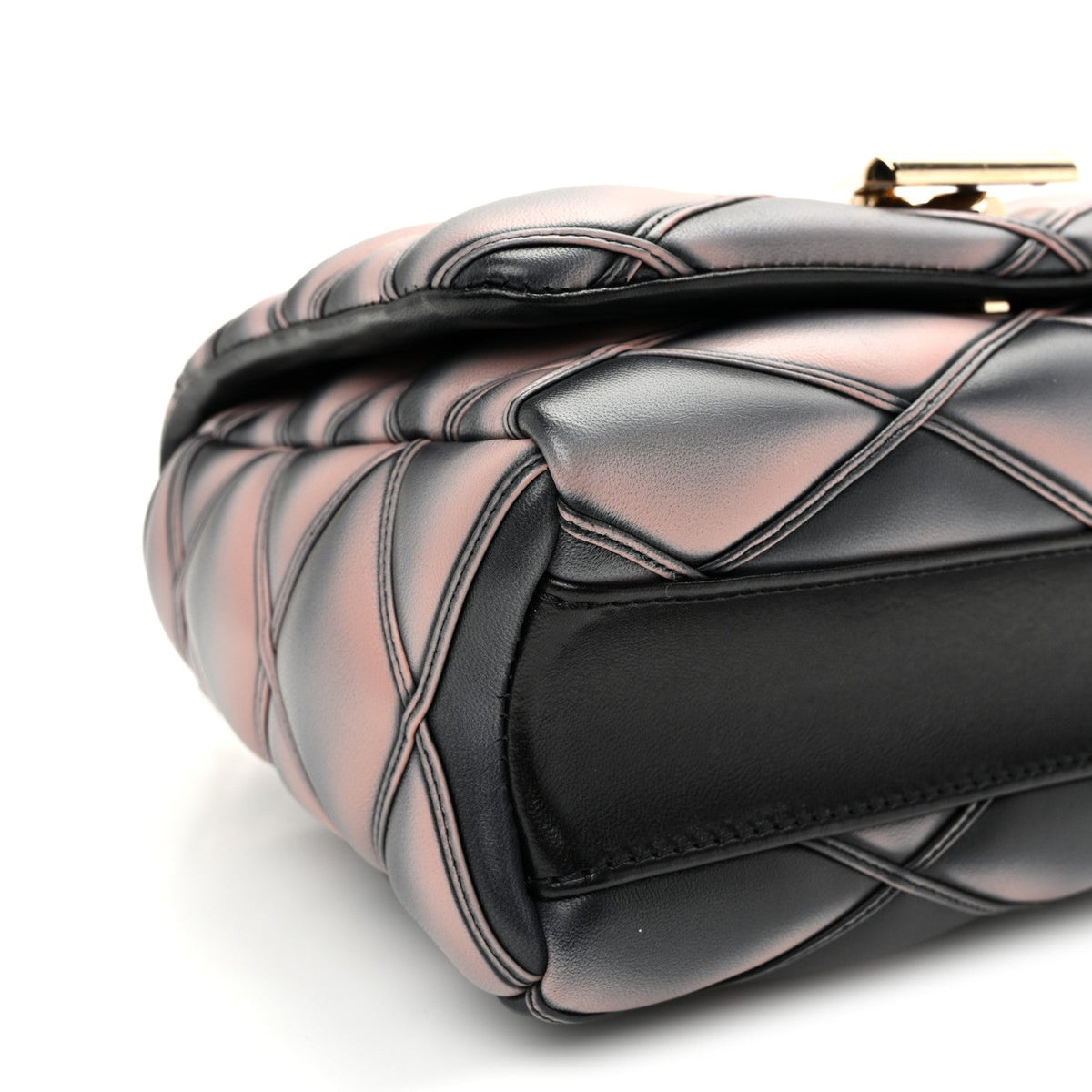 Lambskin Malletage Top Handle GO-14 MM Black Pink