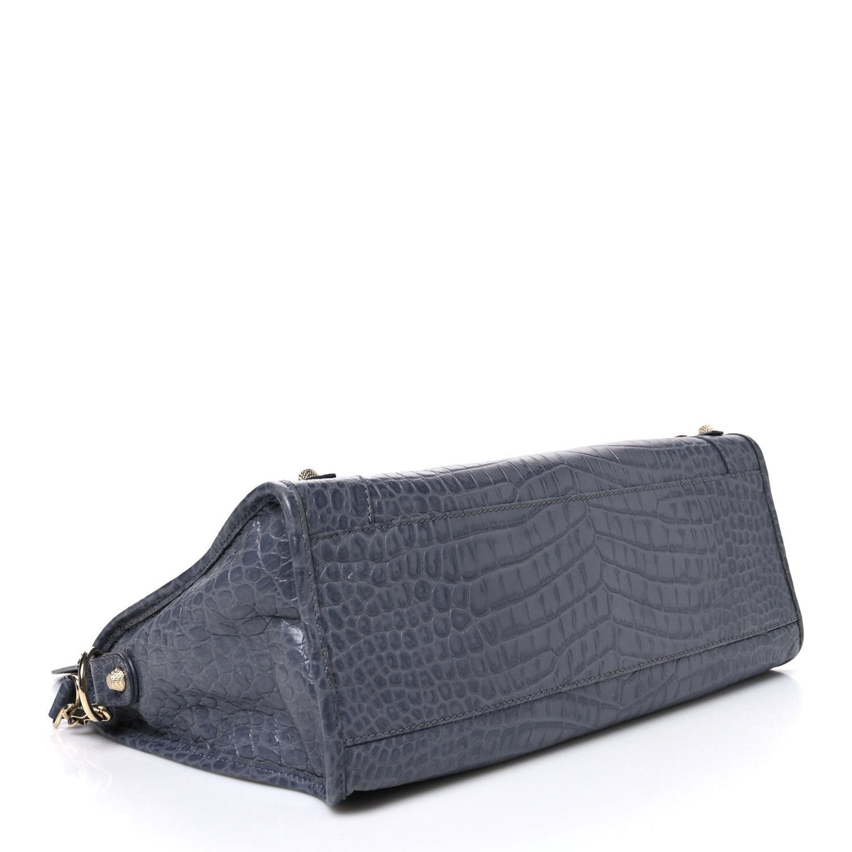 Calfskin Crocodile Embossed Giant 12 Gold Hardware City Gris Beton