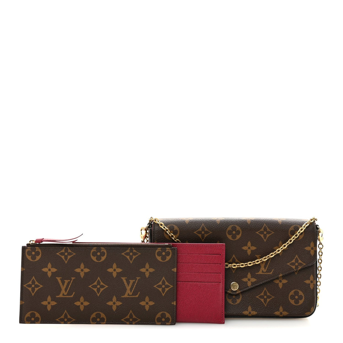 Monogram Pochette Felicie Chain Wallet Fuchsia