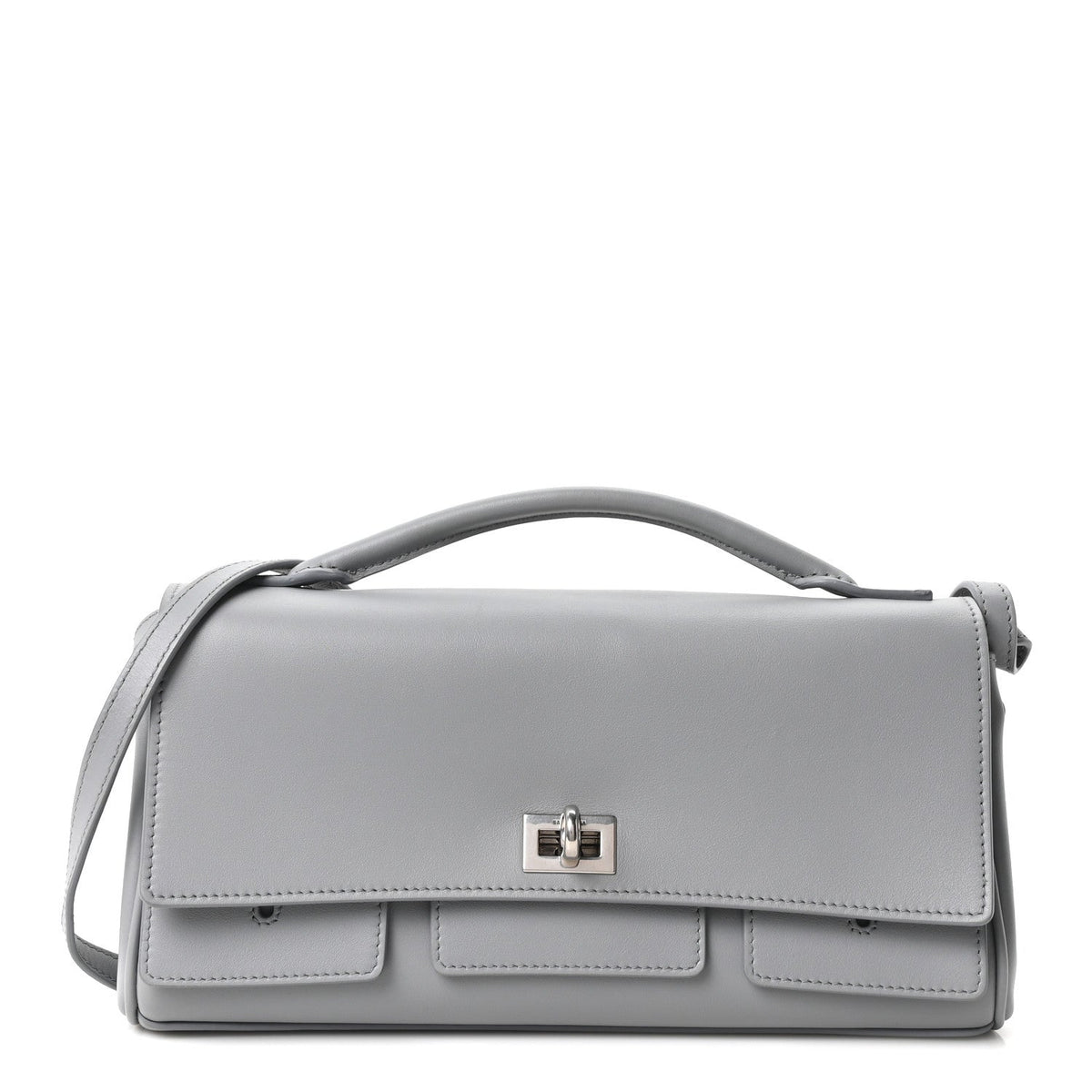 Smooth Calfskin Small Bel Air Clutch On Strap Cloud Grey
