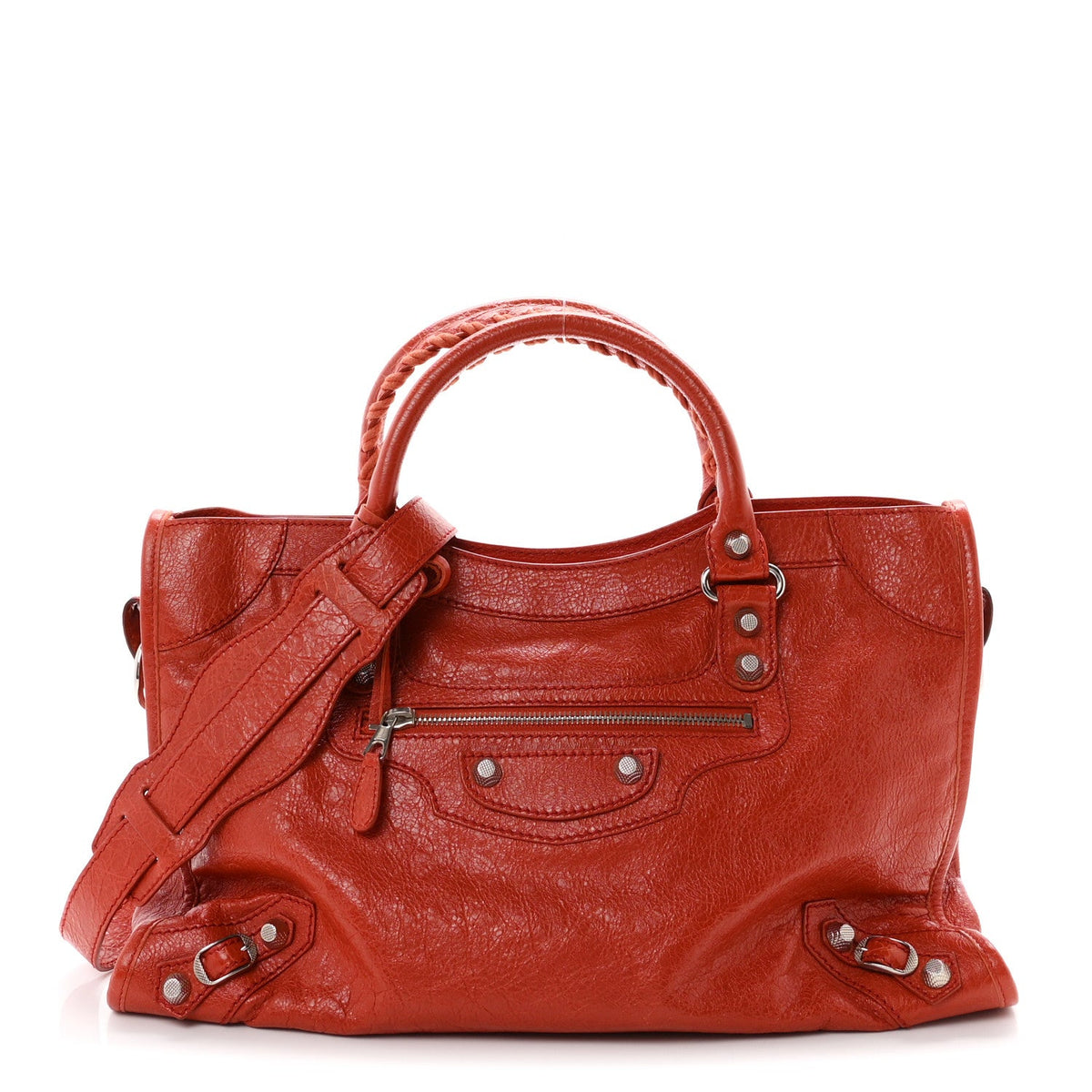 Agneau Giant 12 Silver Hardware City Rouge Ambre