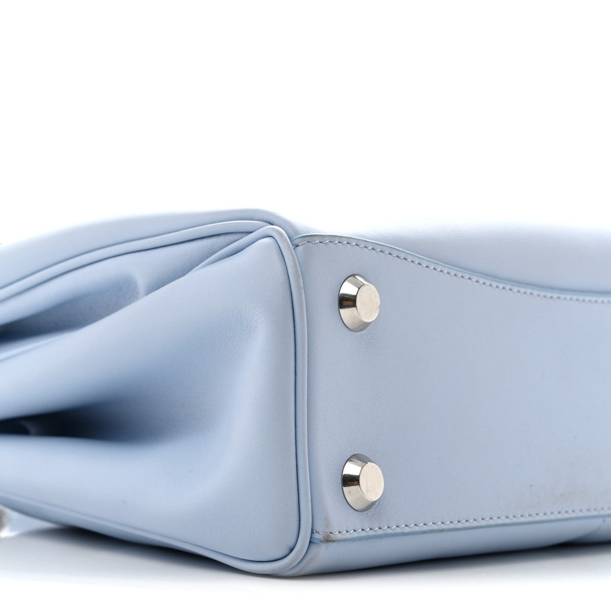 Natural Smooth Calfskin Small Rodeo Top Handle Handbag Cloudy Blue