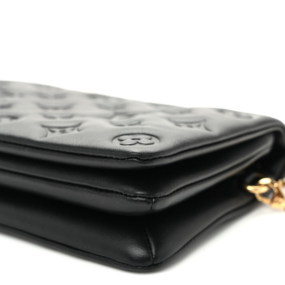 Lambskin Embossed Monogram Pochette Coussin Black