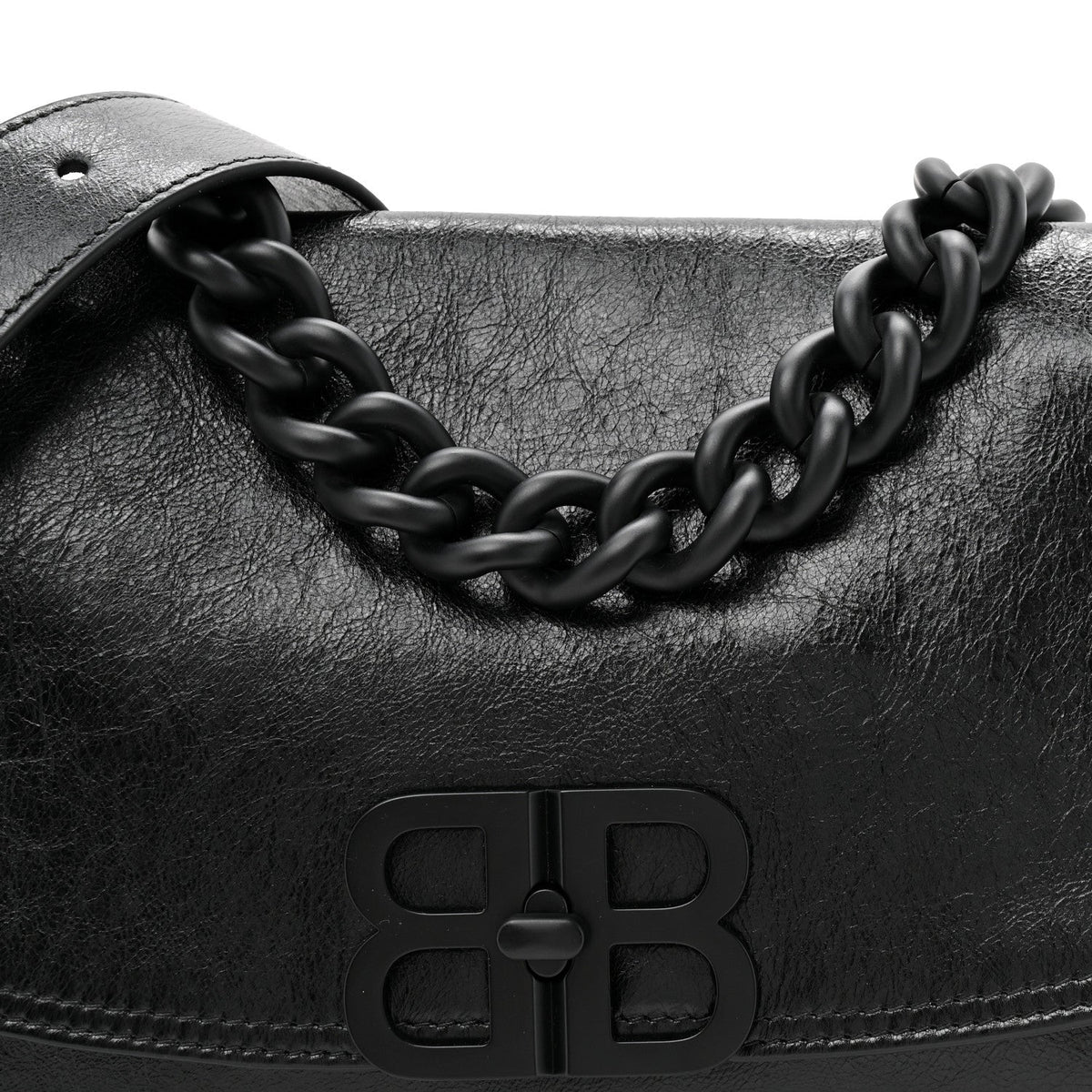 Calfskin Medium BB Soft Flap Bag Black