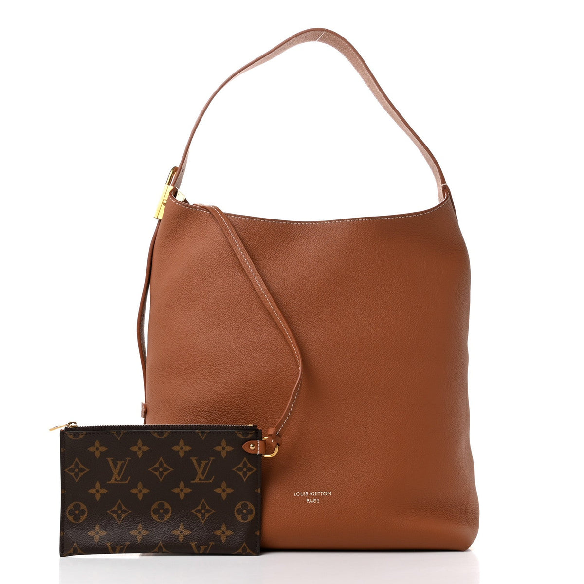 Grained Calfskin Low Key Hobo MM Cognac