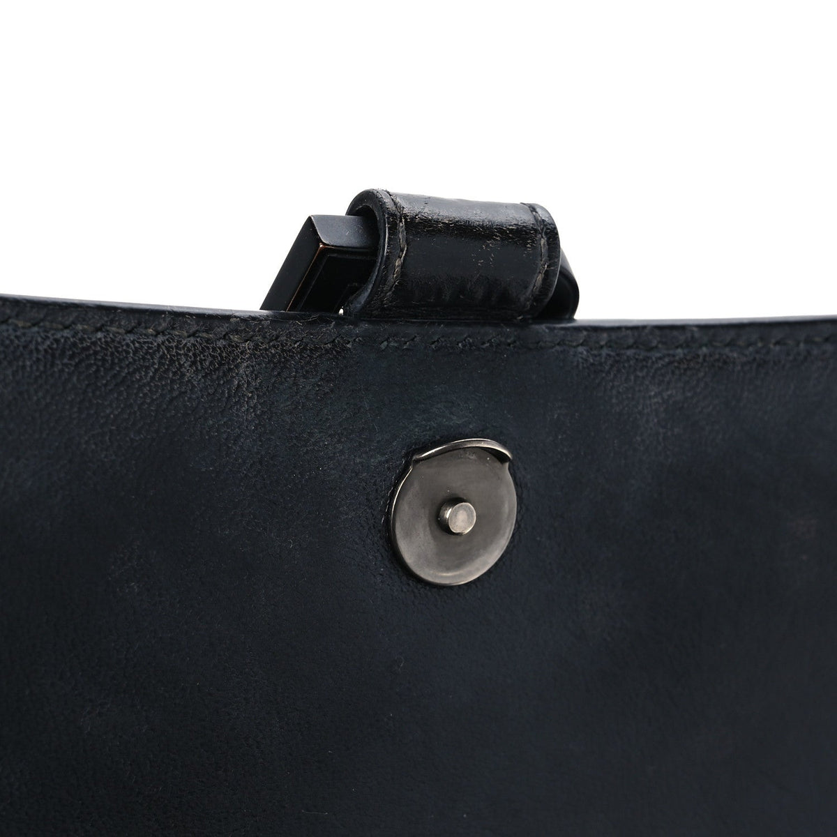 Shiny Calfskin Monochrome Crocodile Embossed Small Hourglass Top Handle Bag Black