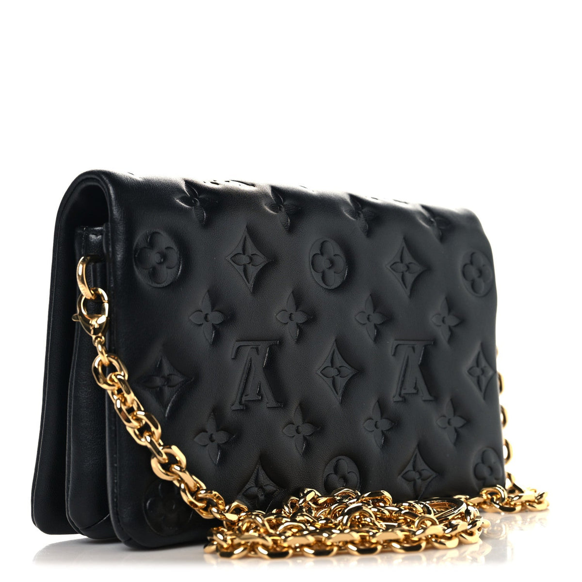 Lambskin Embossed Monogram Pochette Coussin Black