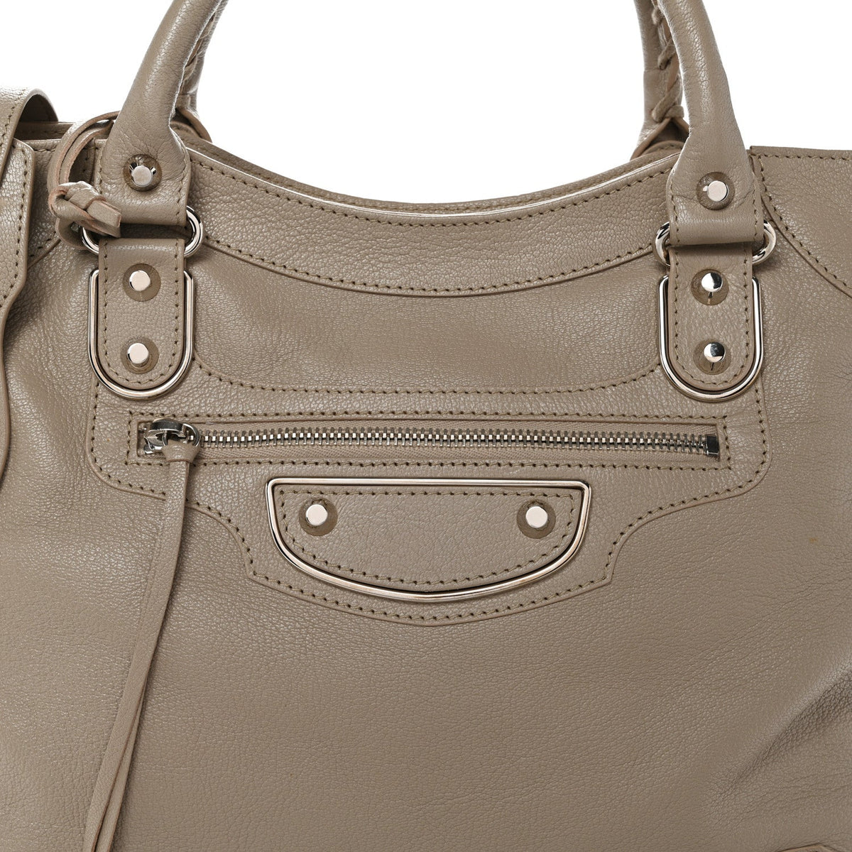 Chevre Silver Metallic Edge Hardware Velo Beige Dune Argille