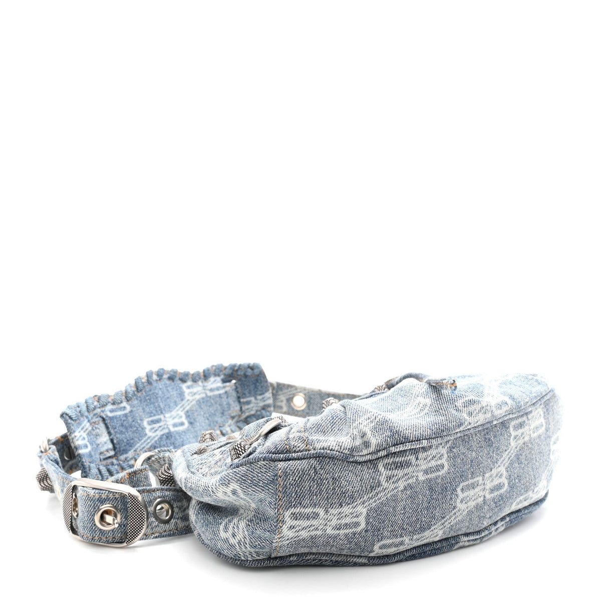 Bleached Denim BB Monogram Le Cagole Shoulder Bag XS Blue