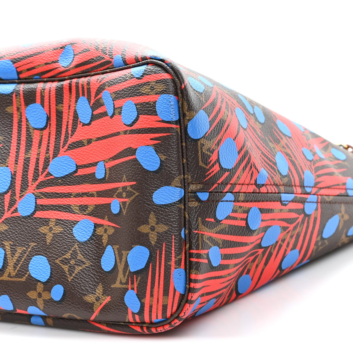 Monogram Jungle Dots Neo Neverfull MM Coquelicot Denim