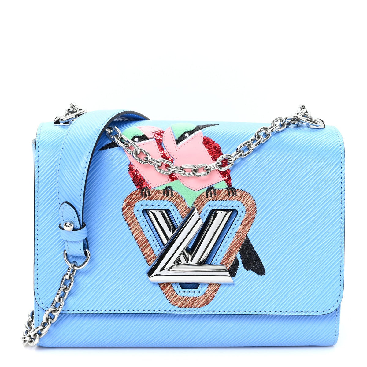 Epi Tropical Birds Twist Shoulder Bag MM Bleuet