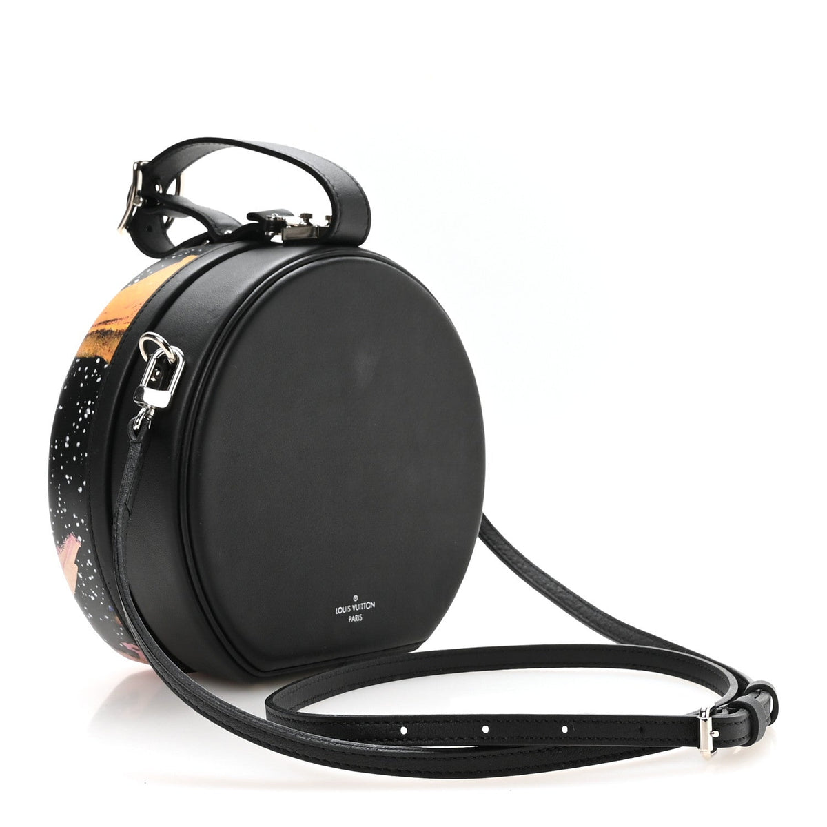 Calfskin Splash Print Petite Boite Chapeau Black