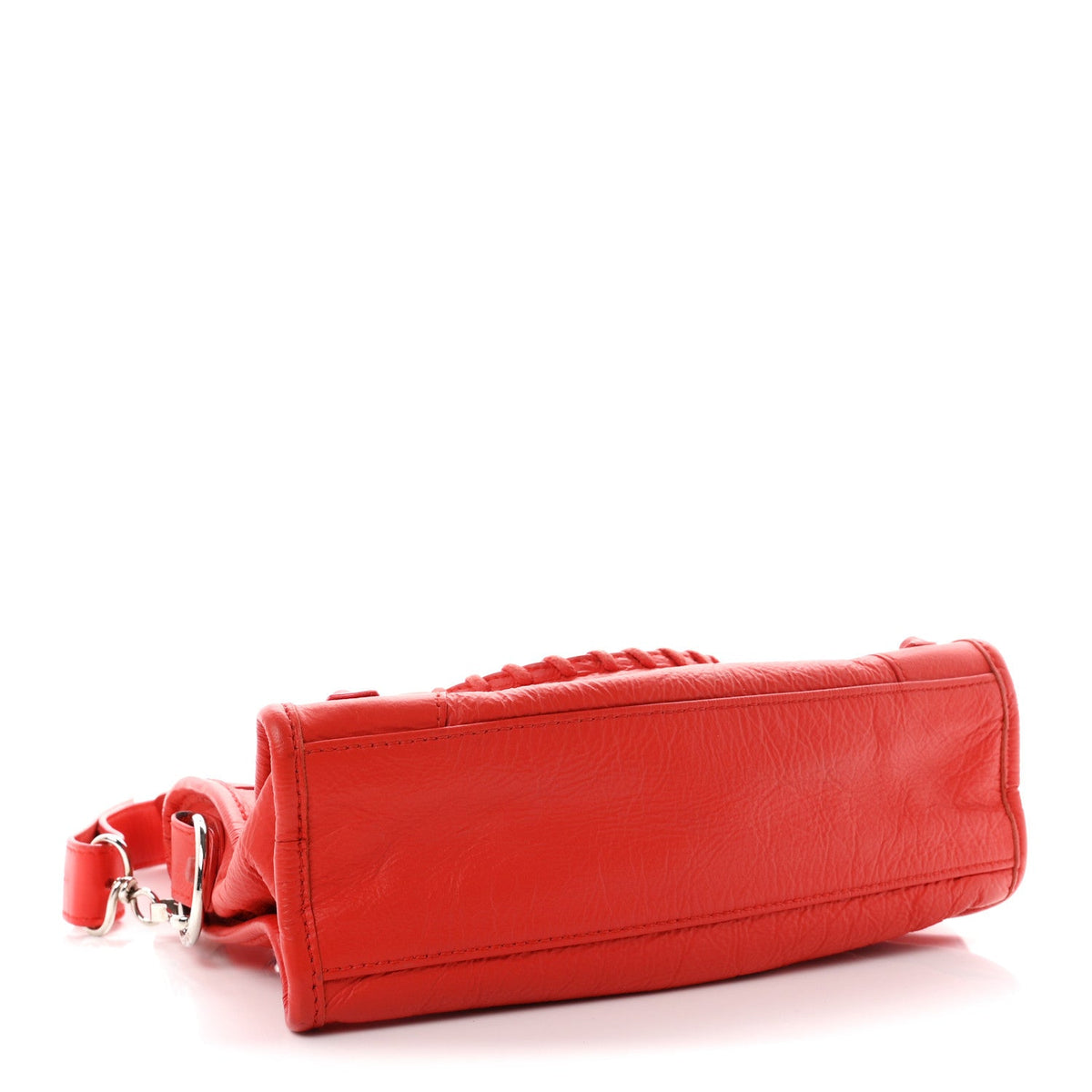 Matte Goatskin Rubber Covered Classic Hardware Mini City Rouge Coquelico Rouge Braise