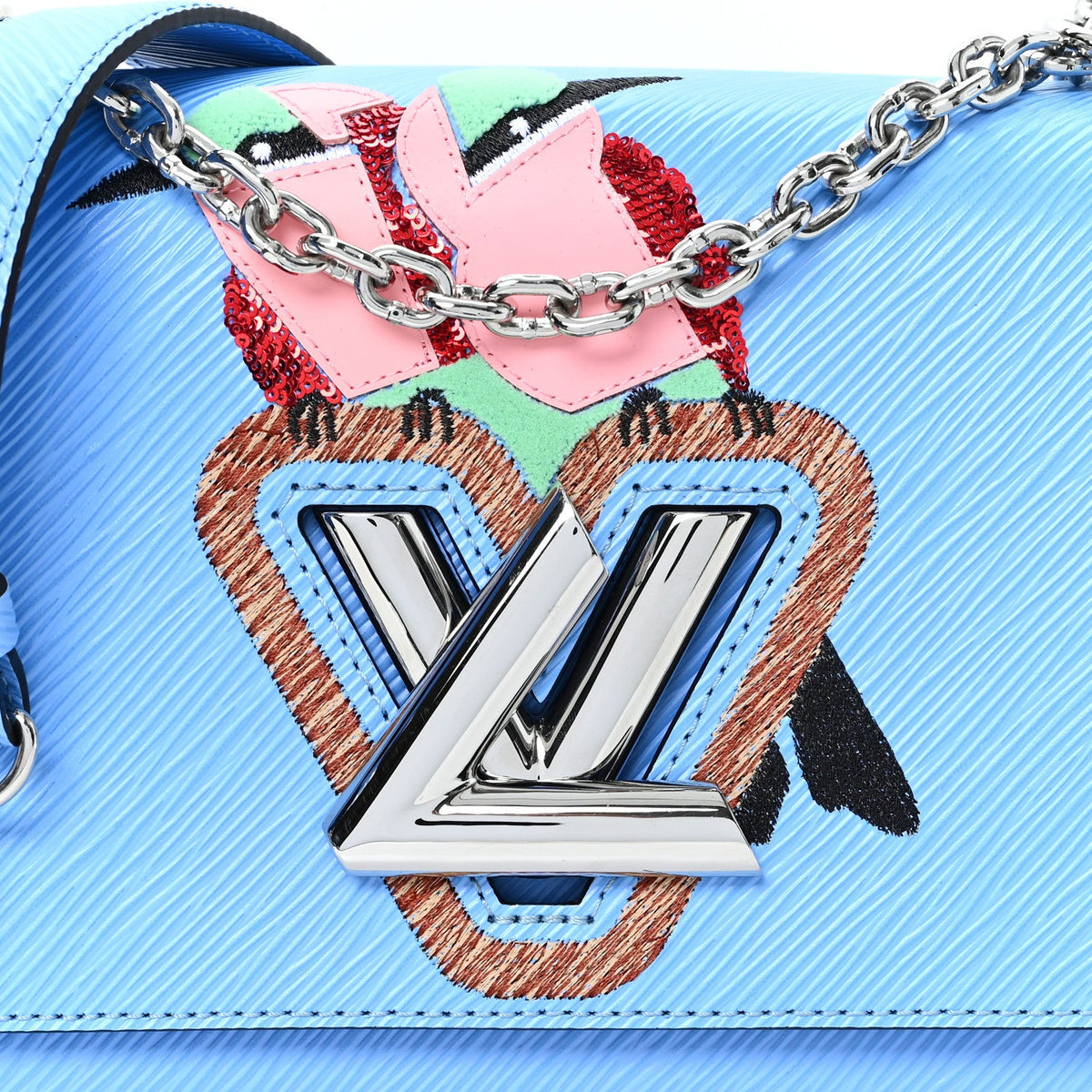 Epi Tropical Birds Twist Shoulder Bag MM Bleuet