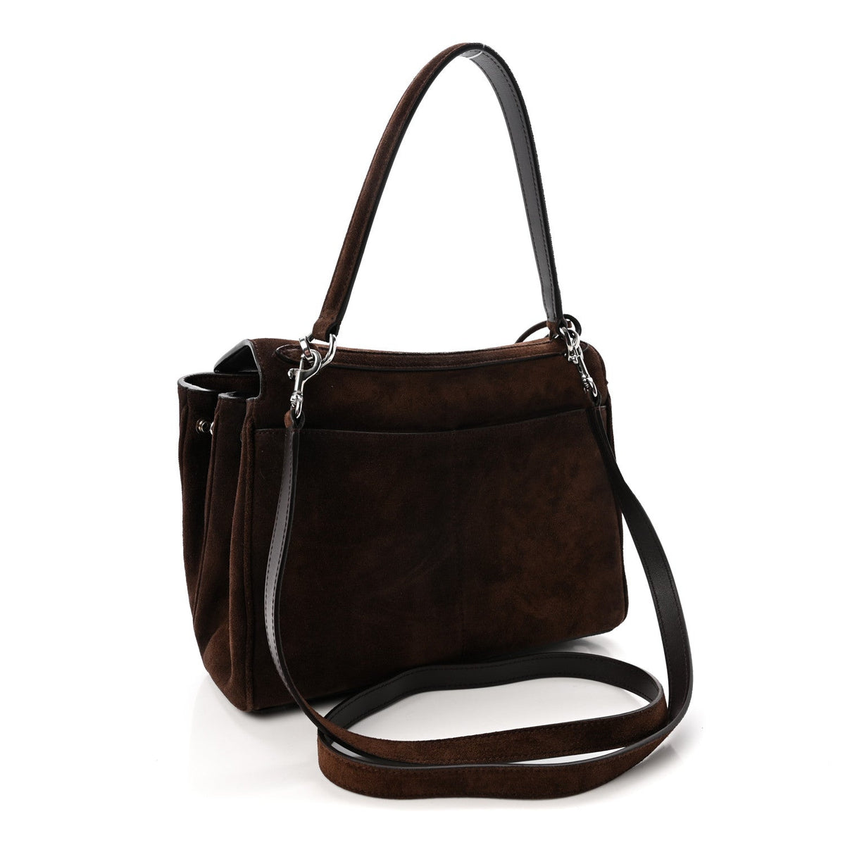 Waxed Suede Small Rodeo Top Handle Handbag Light Espresso