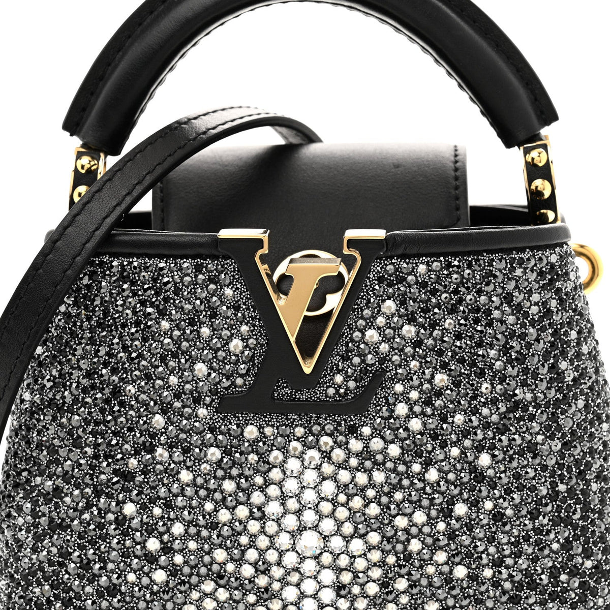 Crystal Cowhide Nano Capucines Silver Black