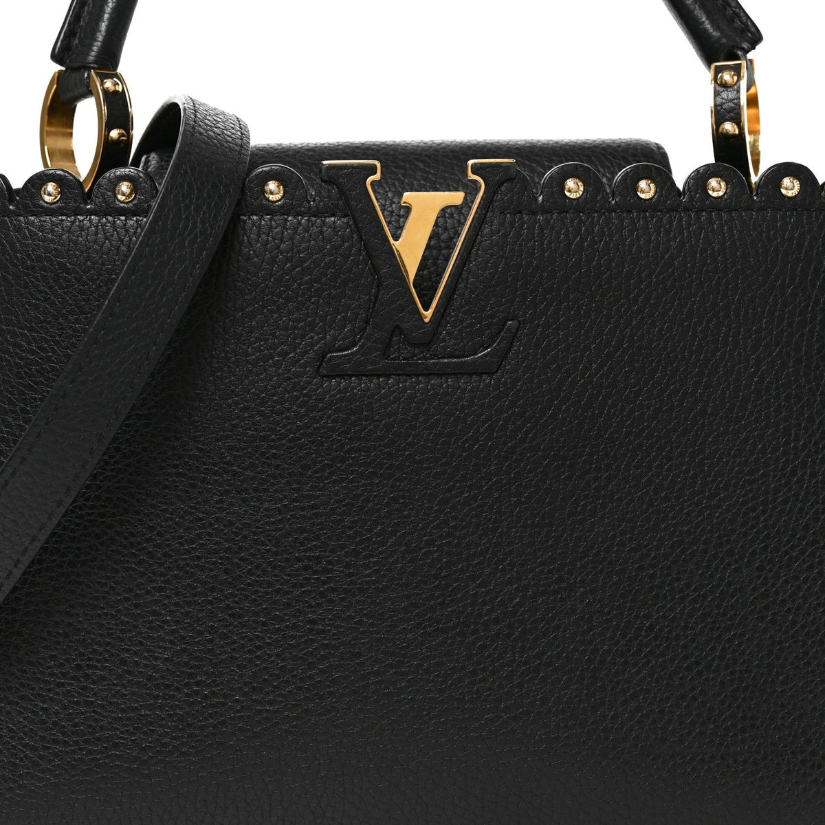 Taurillon Studded Capucines PM Black