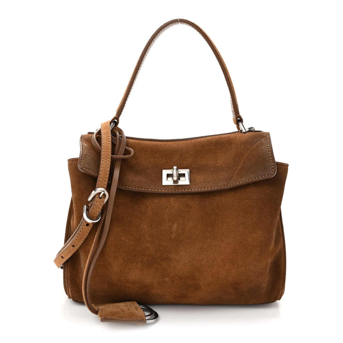 Waxed Suede Mini Rodeo Top Handle Handbag Camel