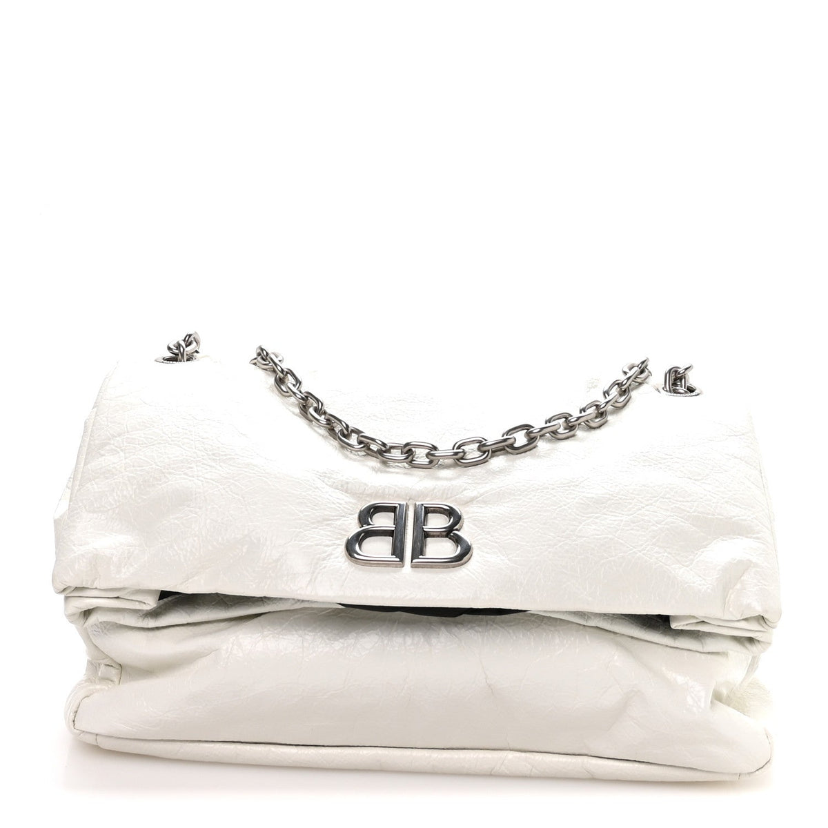 Arena Calfskin Nylon Medium Monaco Chain Shoulder Bag Optic White