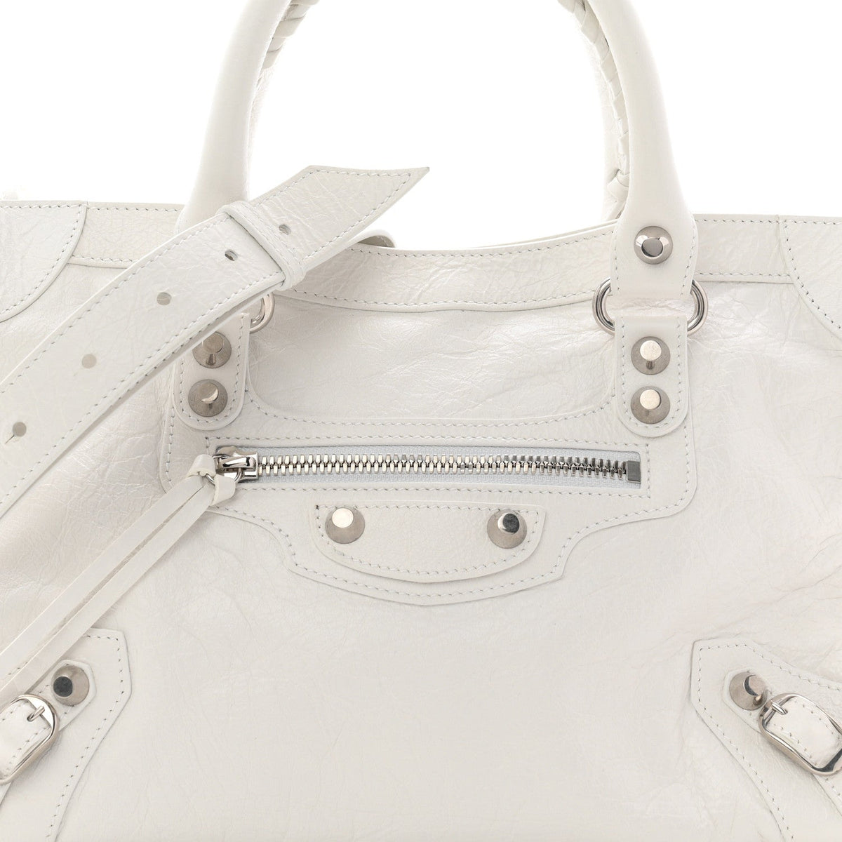 Agneau Arena Silver Hardware Small Le City Optic White
