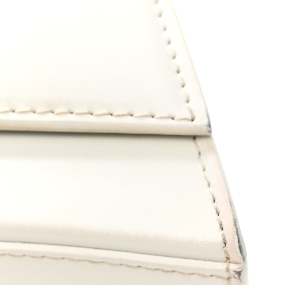 Shiny Box Calfskin Tonal B Hourglass Stretch Top Handle Bag White