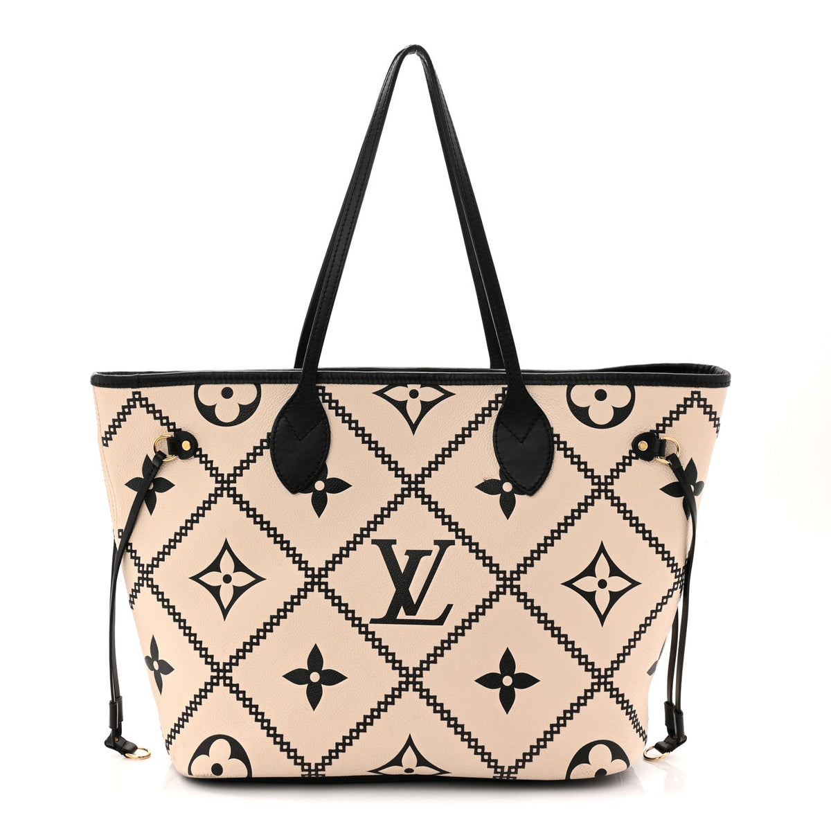 Empreinte Monogram Giant Broderies Neverfull MM Cream Black