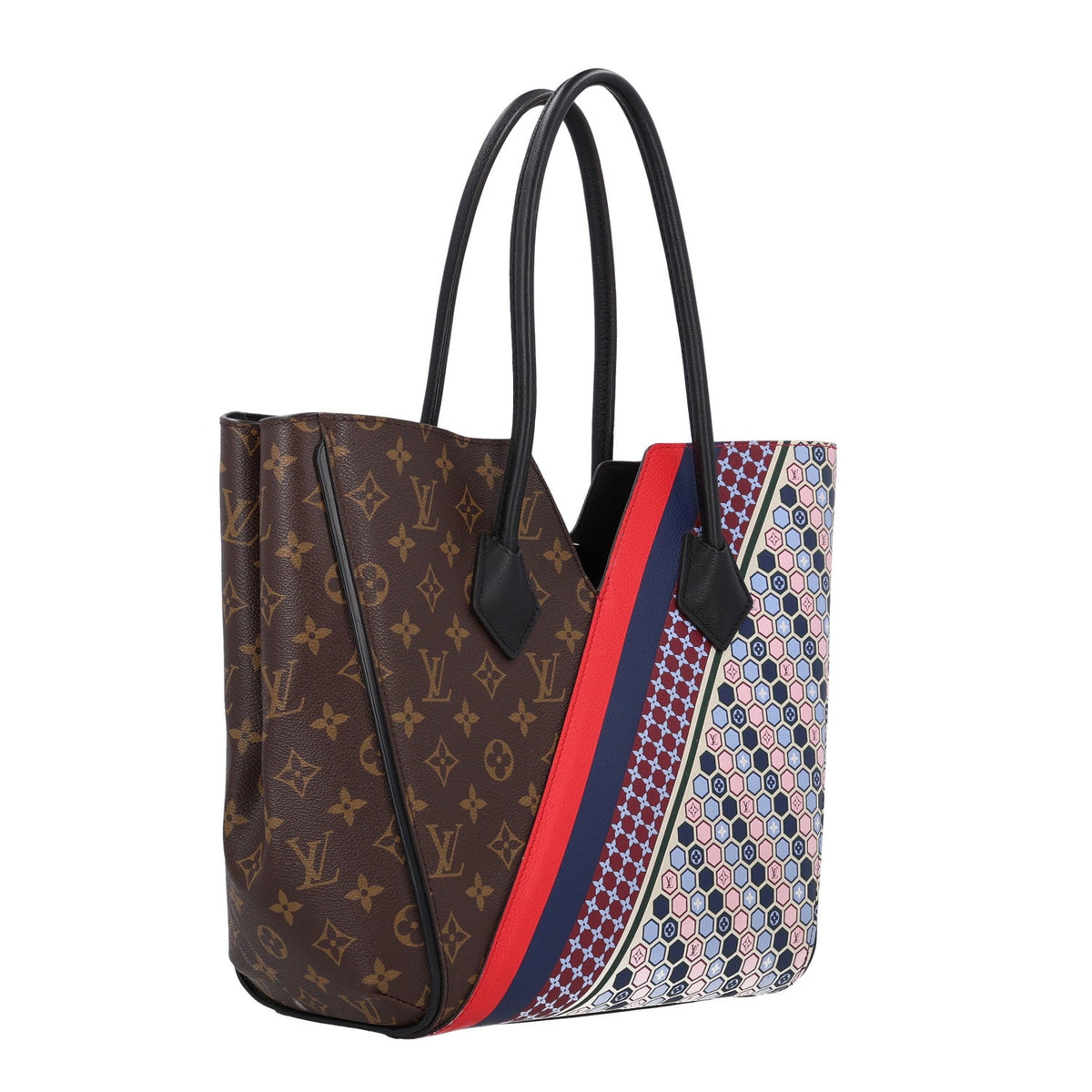 Calfskin Monogram Kimono Tote MM Rouge Navy