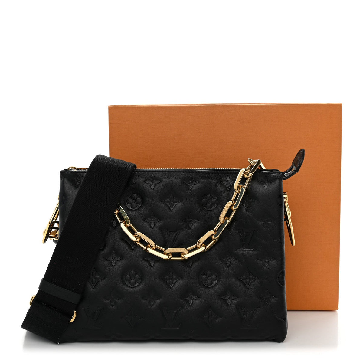 Lambskin Embossed Monogram Coussin PM Black