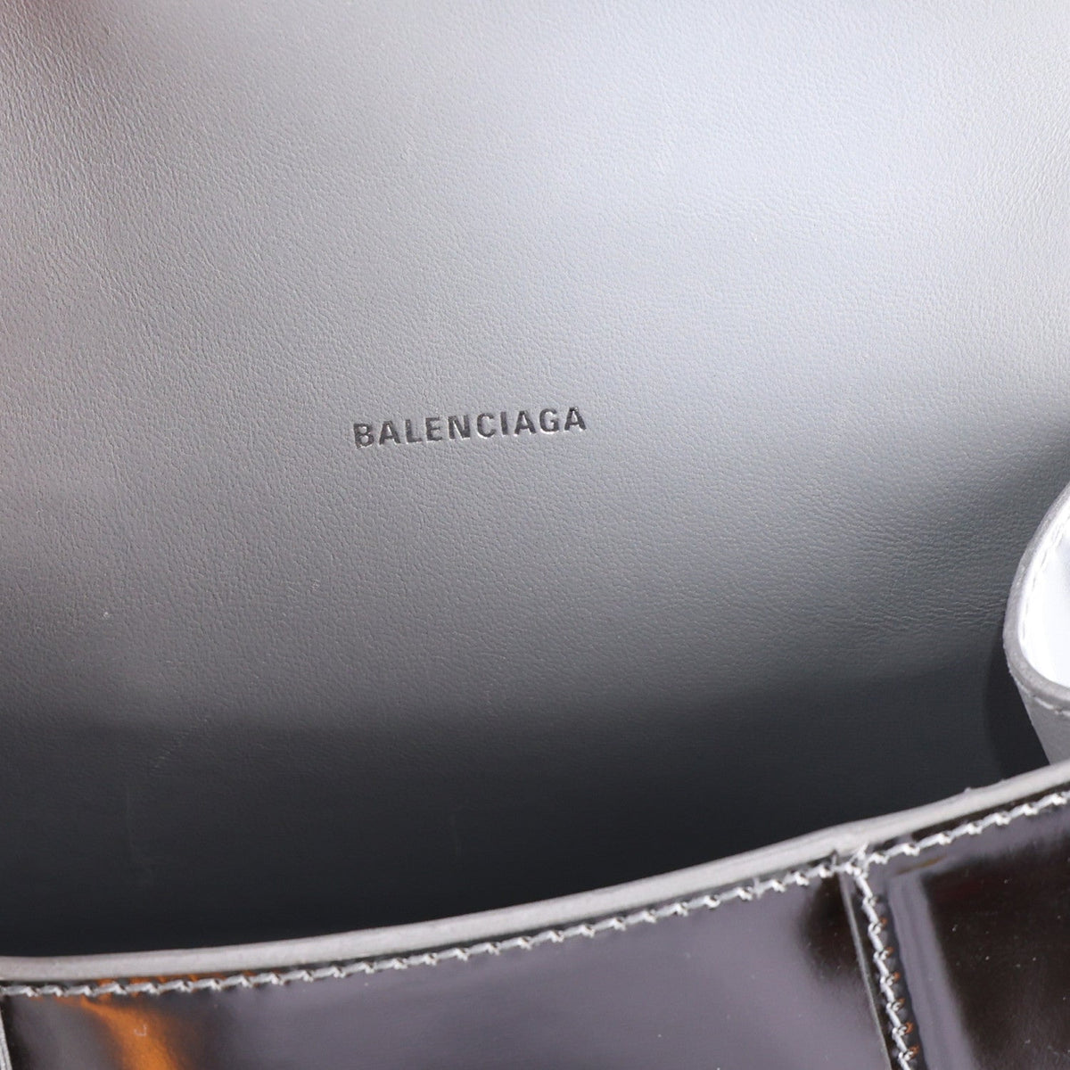 Metallic Calfskin Hourglass Top Handle Bag XS Silver