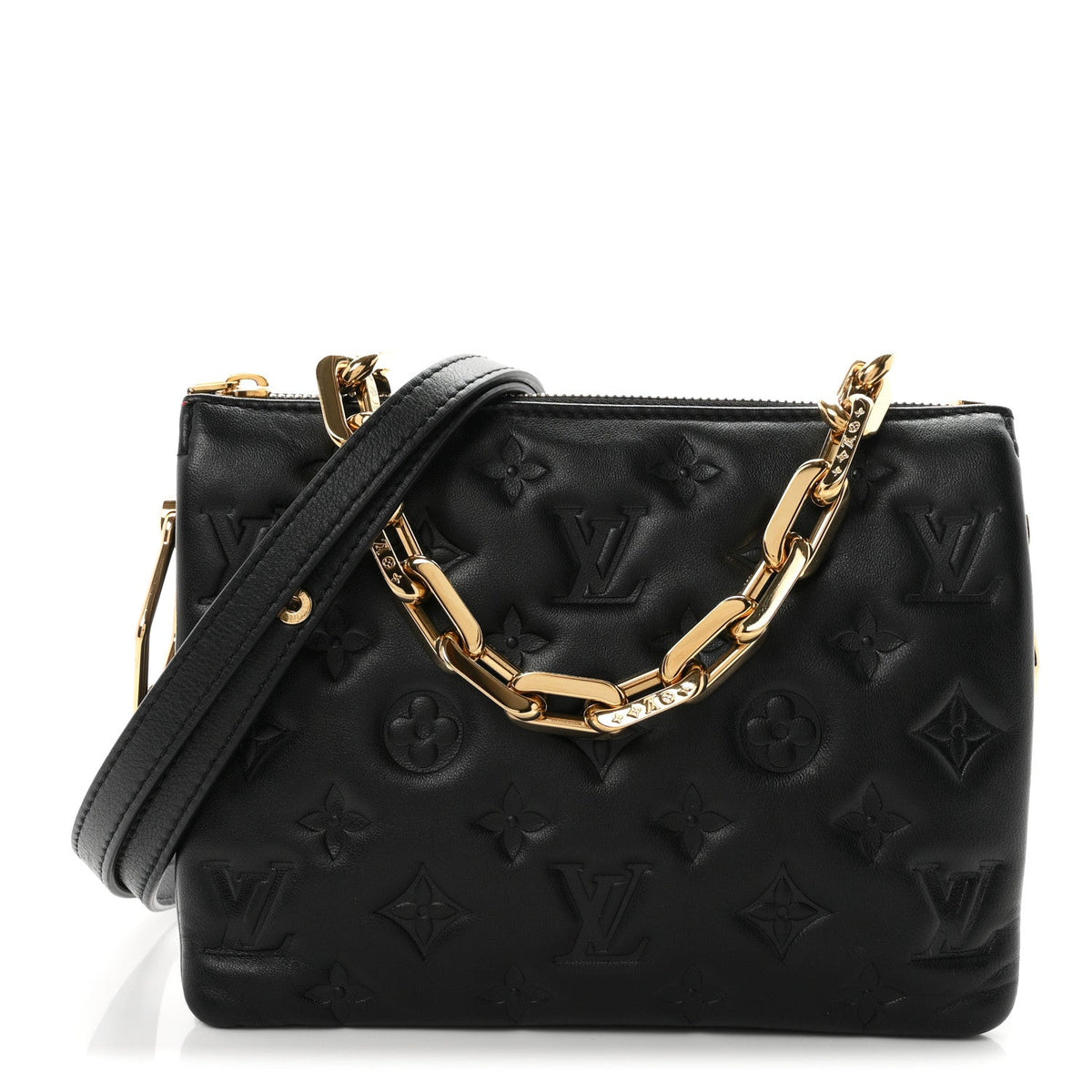 Lambskin Embossed Monogram Coussin BB Black