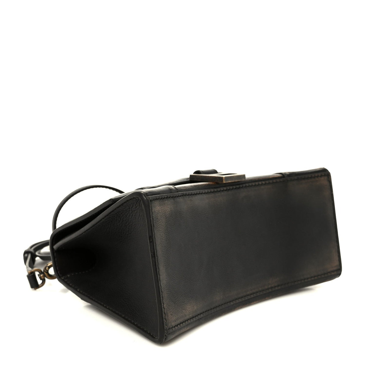 Used Calfskin Small Hourglass Top Handle Bag Brown