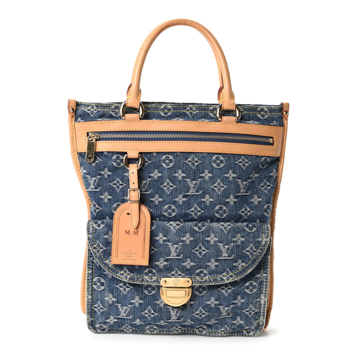 Monogram Denim Sac Plat Blue